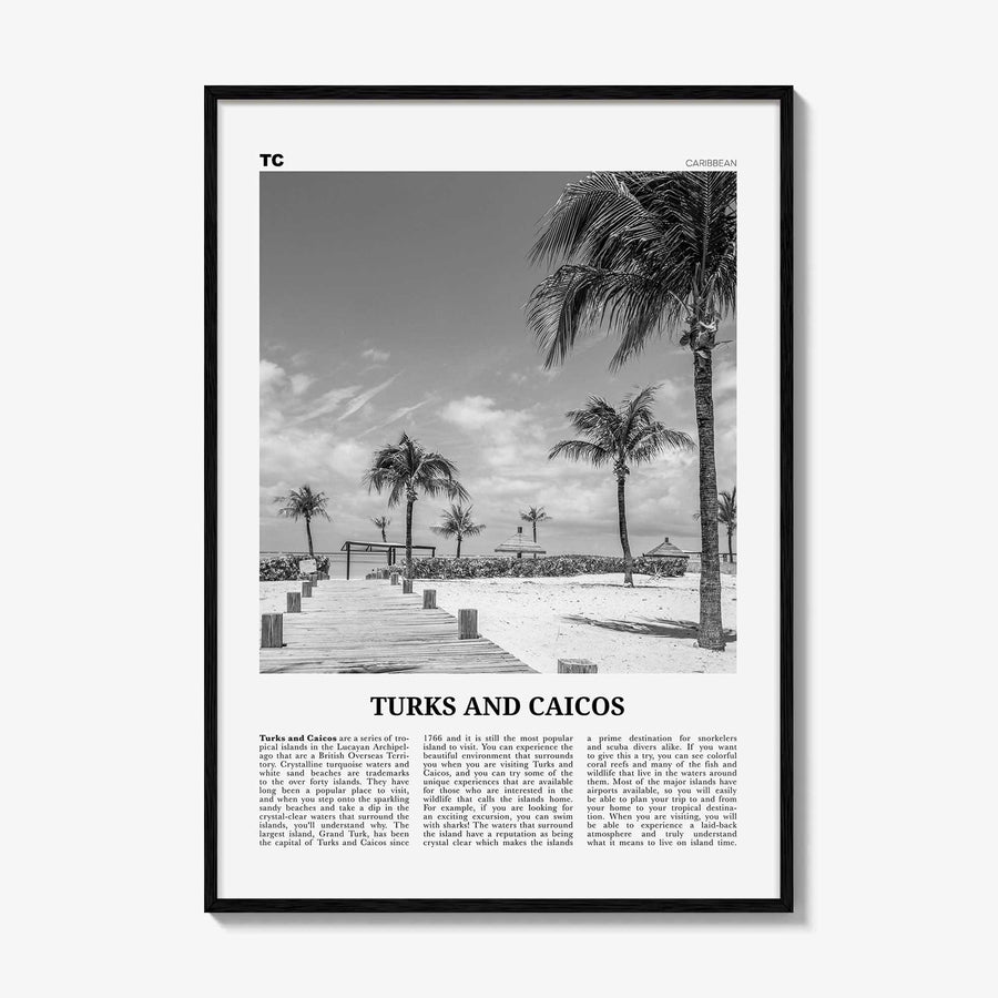 Turks and Caicos Islands Print Black and White, Turks and Caicos Wall Art, Turks and Caicos Poster, Turks and Caicos Photo