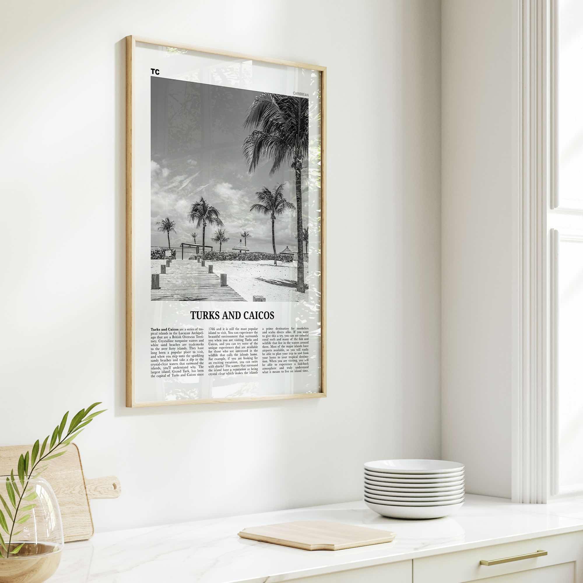 Turks and Caicos Islands Print Black and White, Turks and Caicos Wall Art, Turks and Caicos Poster, Turks and Caicos Photo