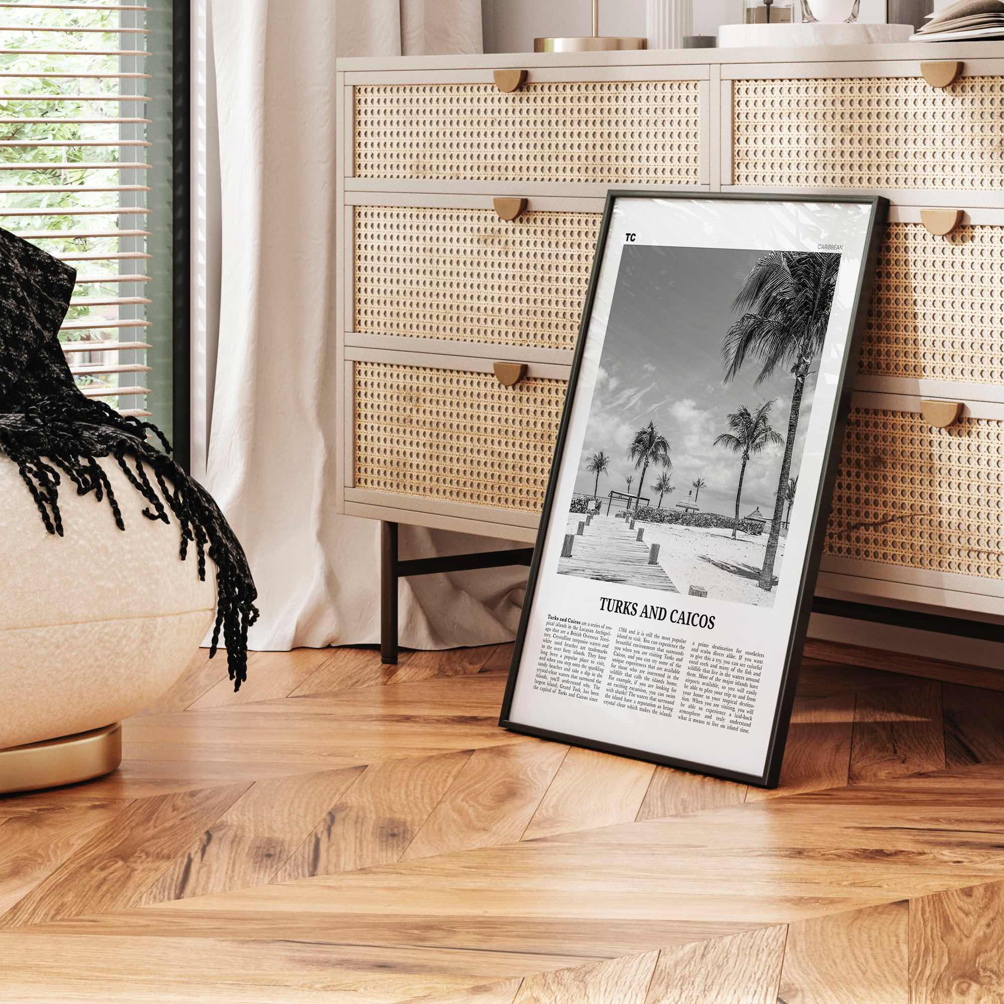 Turks and Caicos Islands Print Black and White, Turks and Caicos Wall Art, Turks and Caicos Poster, Turks and Caicos Photo