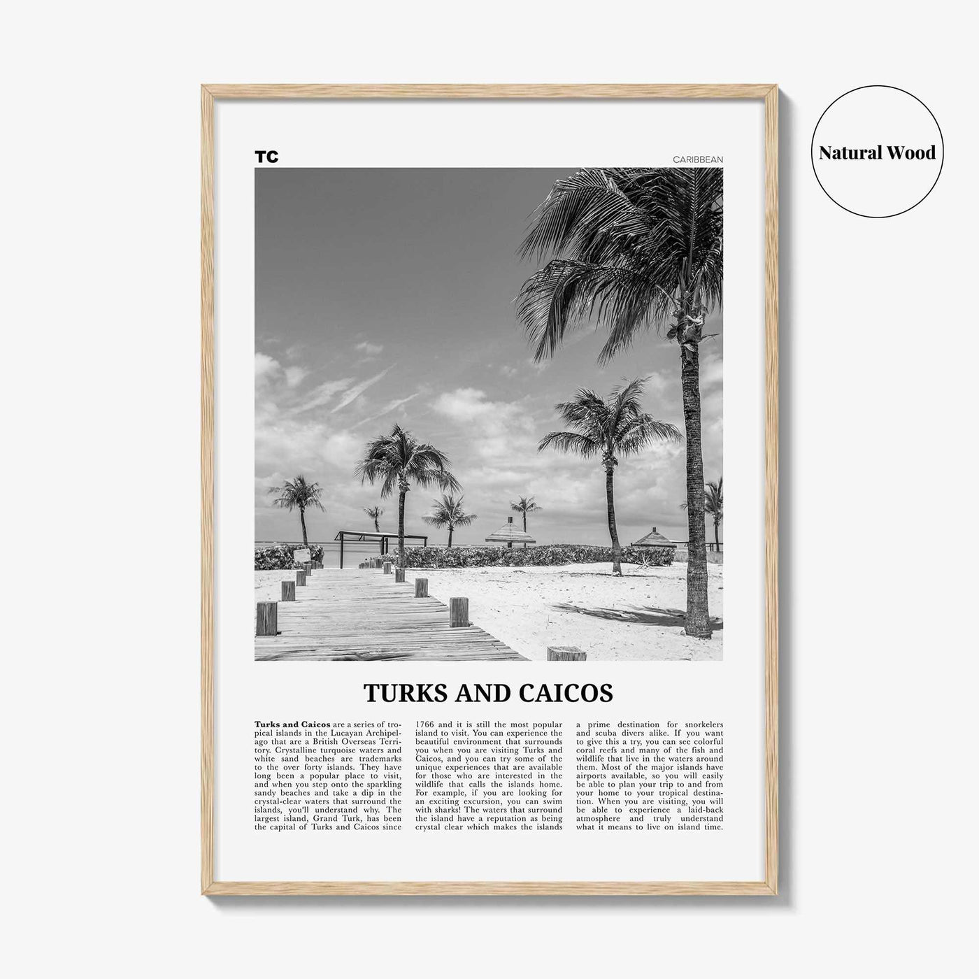 Turks and Caicos Islands Print Black and White, Turks and Caicos Wall Art, Turks and Caicos Poster, Turks and Caicos Photo