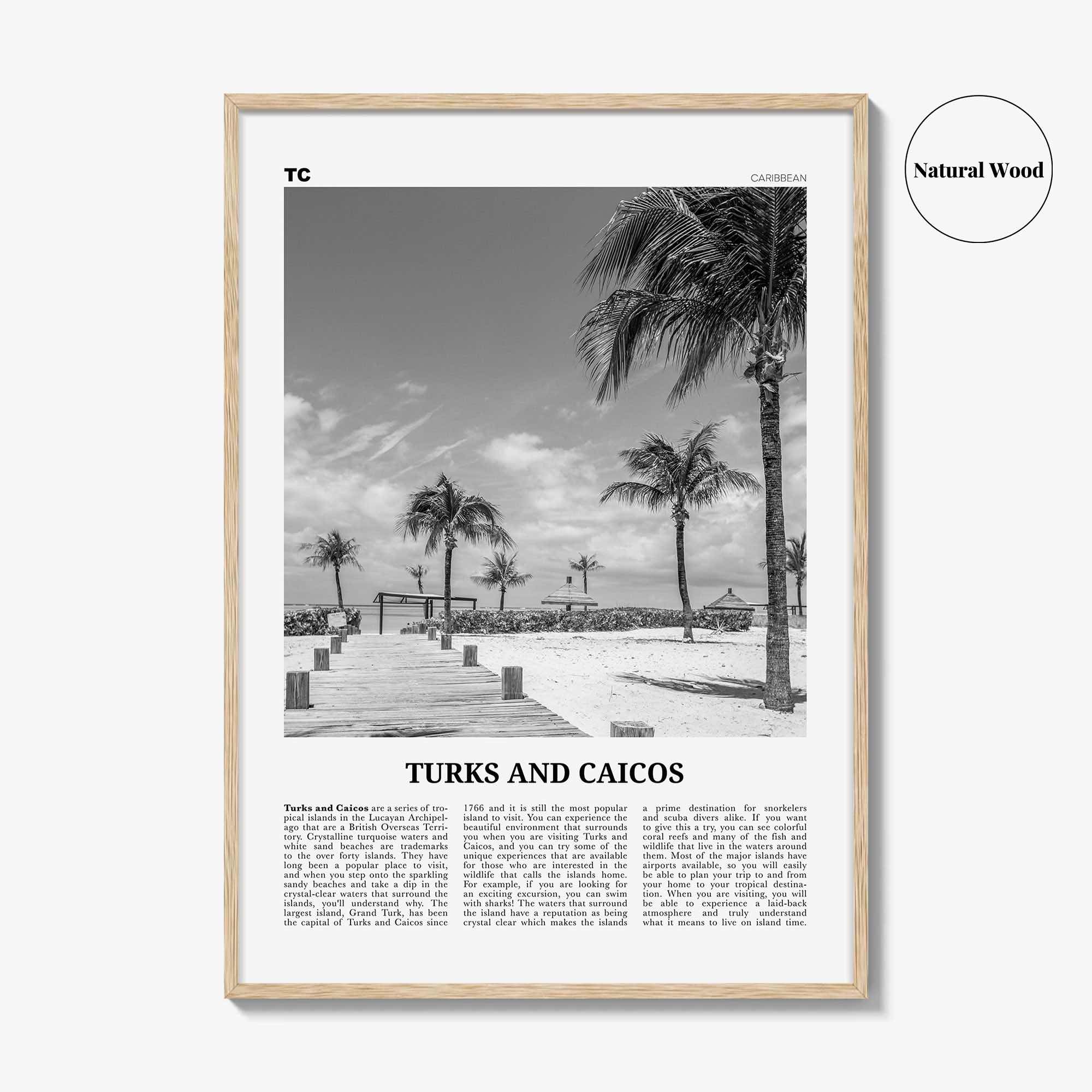 Turks and Caicos Islands Print Black and White, Turks and Caicos Wall Art, Turks and Caicos Poster, Turks and Caicos Photo