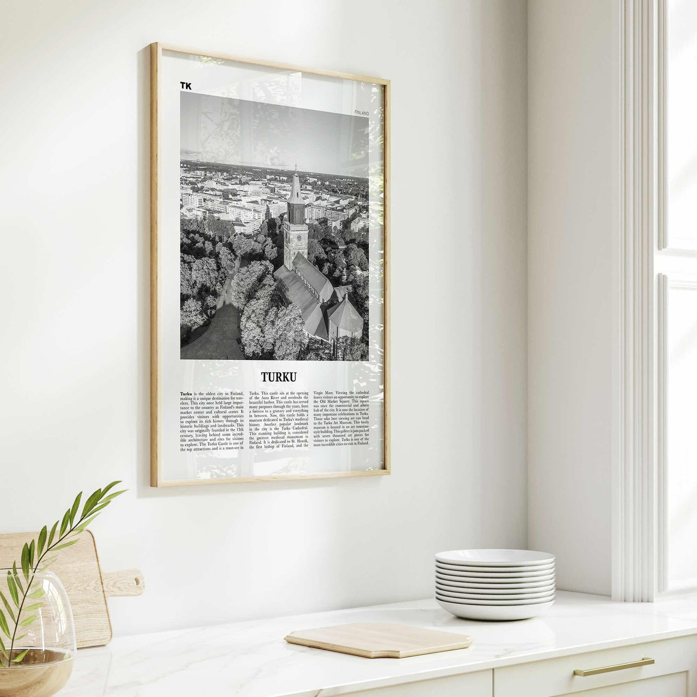 Turku Print Black and White, Turku Wall Art, Turku Poster, Turku Photo, Turku Wall Décor, Turku Map, Finland