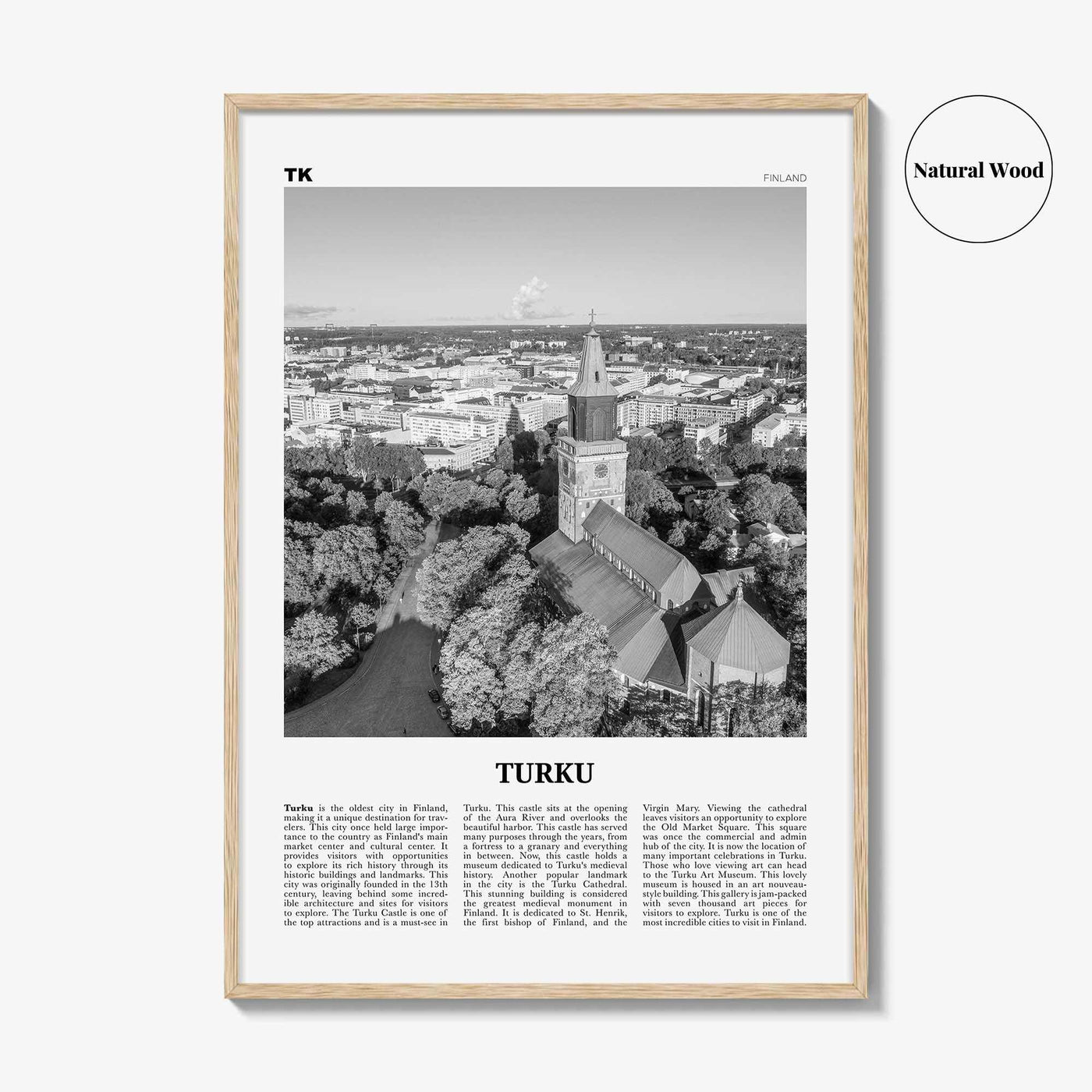 Turku Print Black and White, Turku Wall Art, Turku Poster, Turku Photo, Turku Wall Décor, Turku Map, Finland