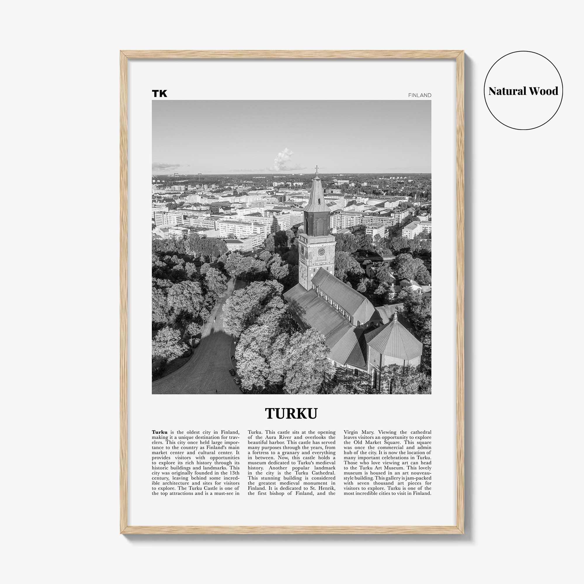 Turku Print Black and White, Turku Wall Art, Turku Poster, Turku Photo, Turku Wall Décor, Turku Map, Finland