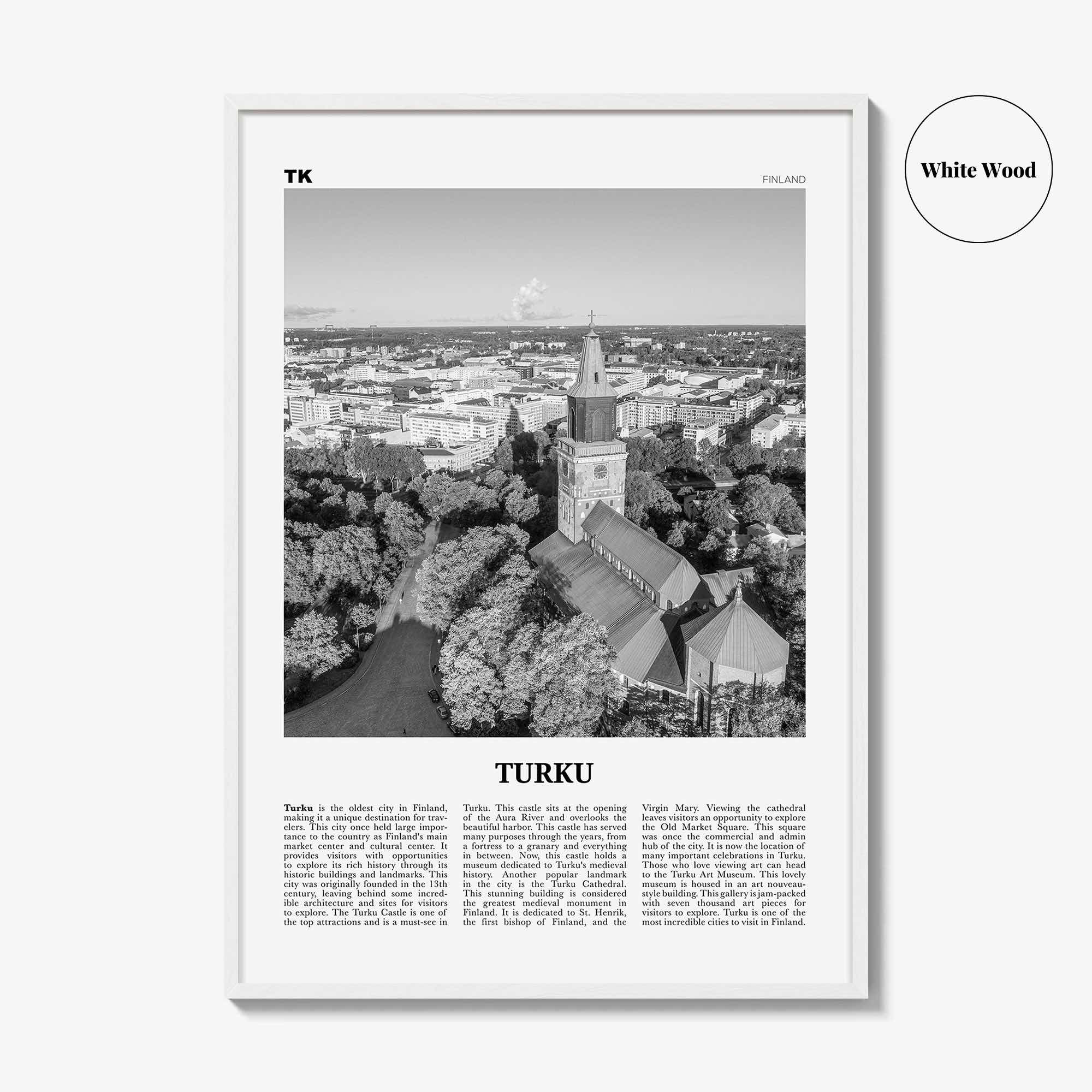 Turku Print Black and White, Turku Wall Art, Turku Poster, Turku Photo, Turku Wall Décor, Turku Map, Finland