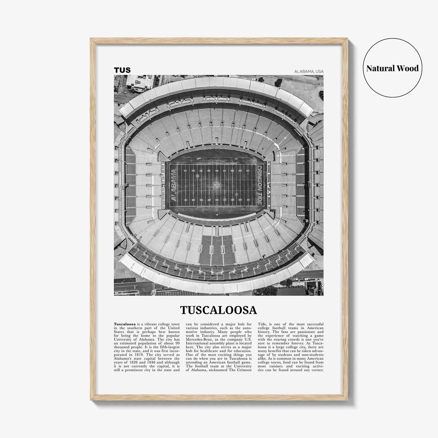 Tuscaloosa Print Black and White No 1, Tuscaloosa Wall Art, Tuscaloosa Poster, Tuscaloosa Photo, Tuscaloosa Wall Décor, Alabama, USA