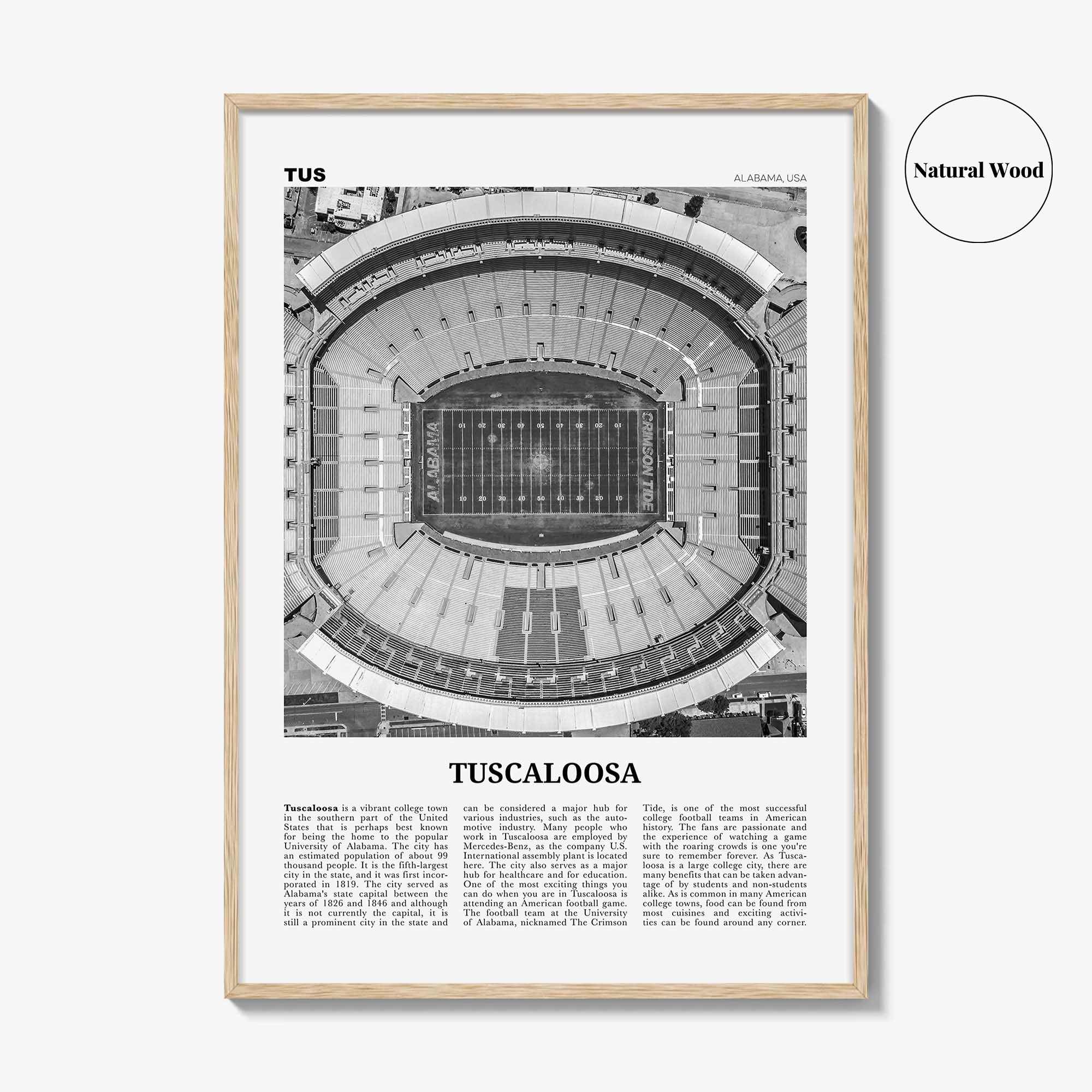 Tuscaloosa Print Black and White No 1, Tuscaloosa Wall Art, Tuscaloosa Poster, Tuscaloosa Photo, Tuscaloosa Wall Décor, Alabama, USA