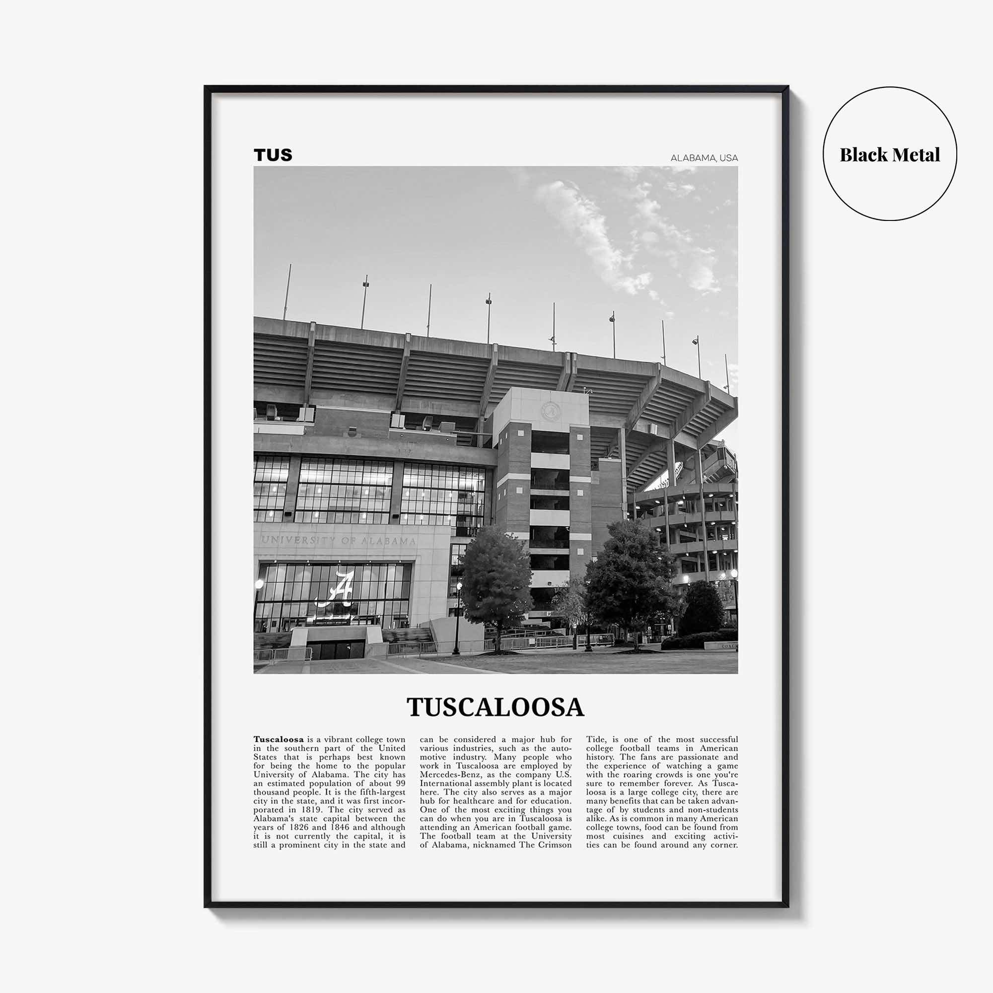 Tuscaloosa Print Black and White No 2, Tuscaloosa Wall Art, Tuscaloosa Poster, Tuscaloosa Photo, Tuscaloosa Wall Décor, Tuscaloosa, US