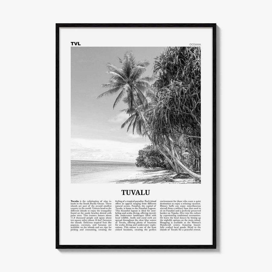 Tuvalu Print Black and White, Tuvalu Wall Art, Tuvalu Poster, Tuvalu Photo, Tuvalu Wall Décor, Tuvalu Map, Oceania