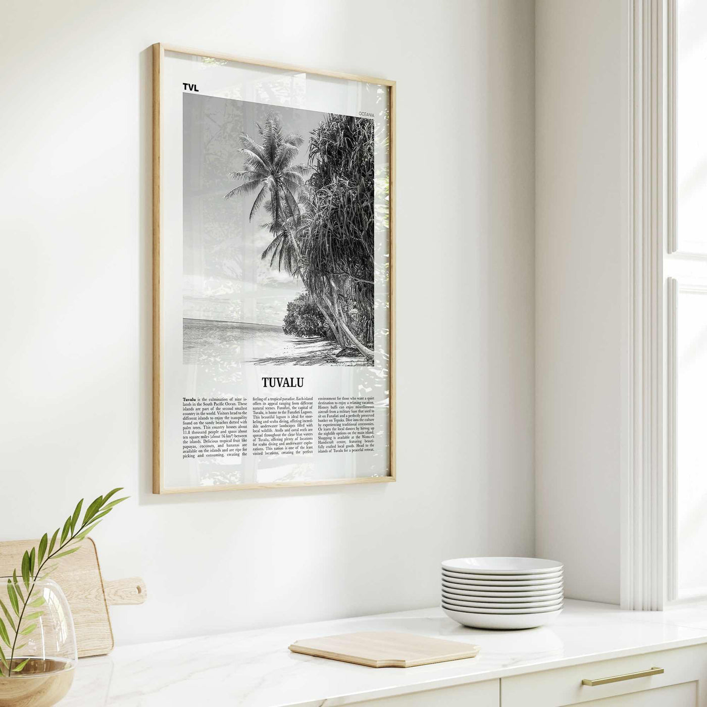 Tuvalu Print Black and White, Tuvalu Wall Art, Tuvalu Poster, Tuvalu Photo, Tuvalu Wall Décor, Tuvalu Map, Oceania