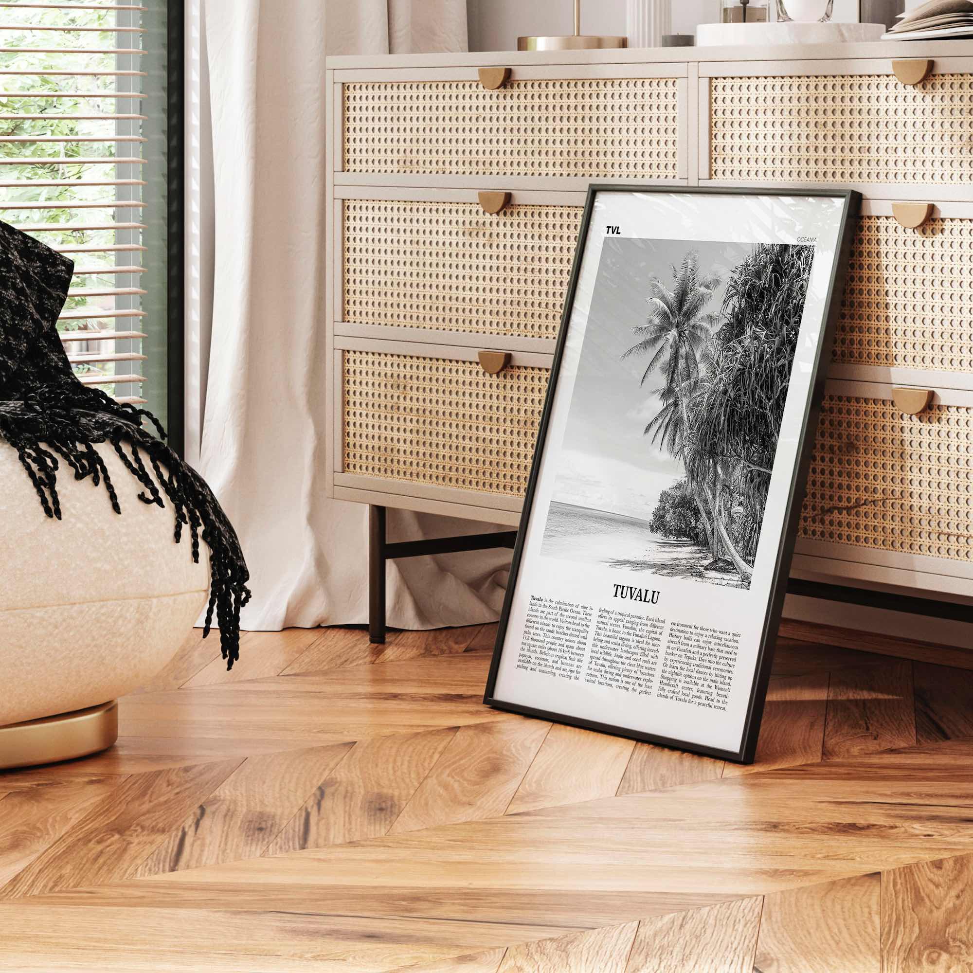 Tuvalu Print Black and White, Tuvalu Wall Art, Tuvalu Poster, Tuvalu Photo, Tuvalu Wall Décor, Tuvalu Map, Oceania