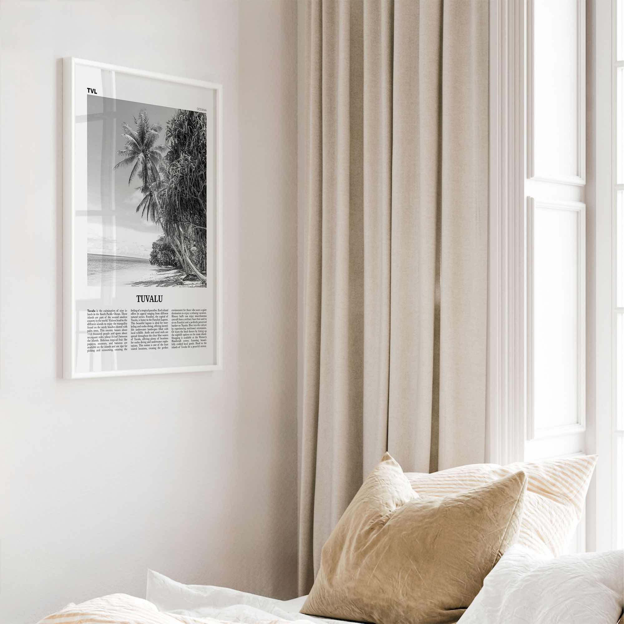 Tuvalu Print Black and White, Tuvalu Wall Art, Tuvalu Poster, Tuvalu Photo, Tuvalu Wall Décor, Tuvalu Map, Oceania