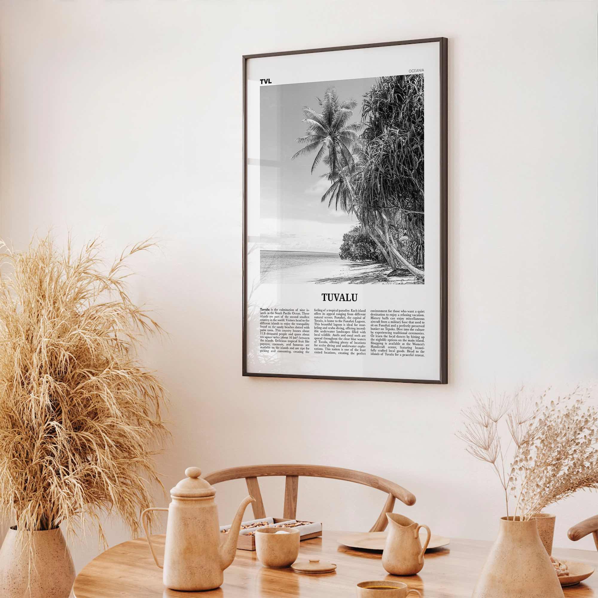 Tuvalu Print Black and White, Tuvalu Wall Art, Tuvalu Poster, Tuvalu Photo, Tuvalu Wall Décor, Tuvalu Map, Oceania