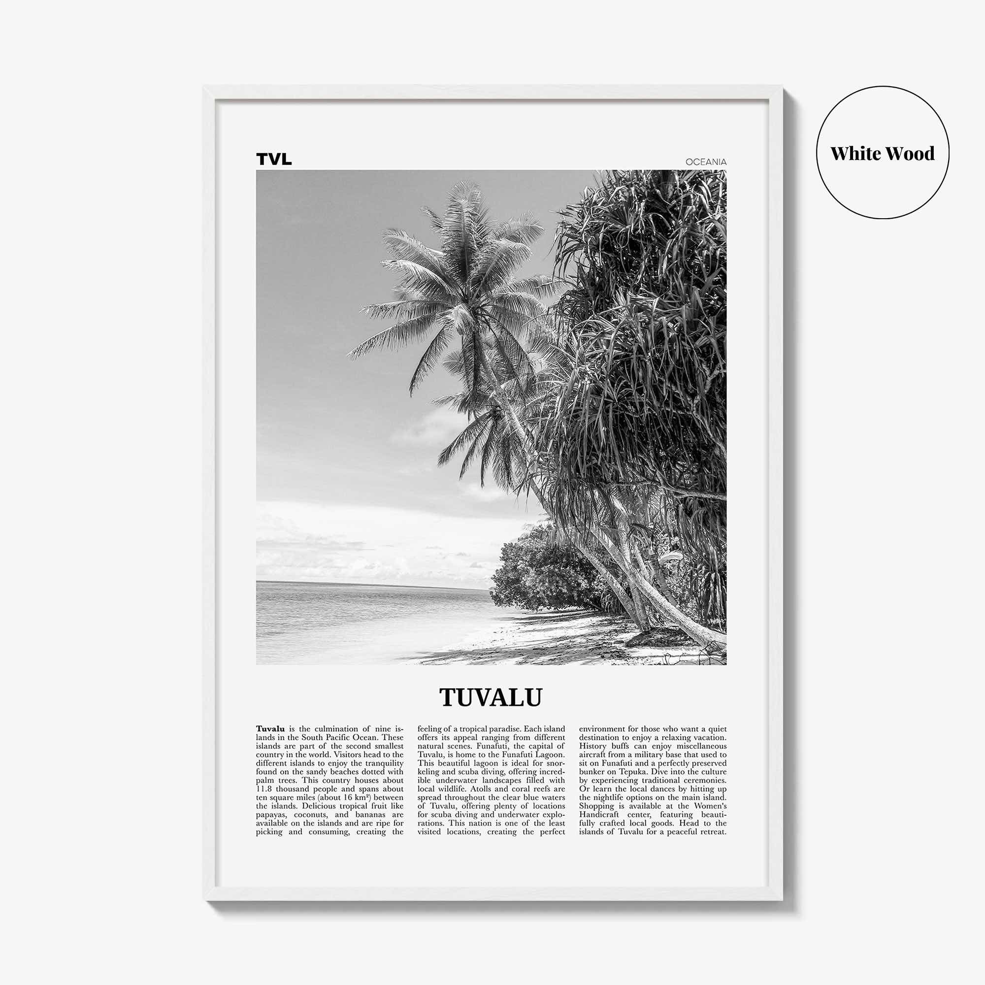 Tuvalu Print Black and White, Tuvalu Wall Art, Tuvalu Poster, Tuvalu Photo, Tuvalu Wall Décor, Tuvalu Map, Oceania