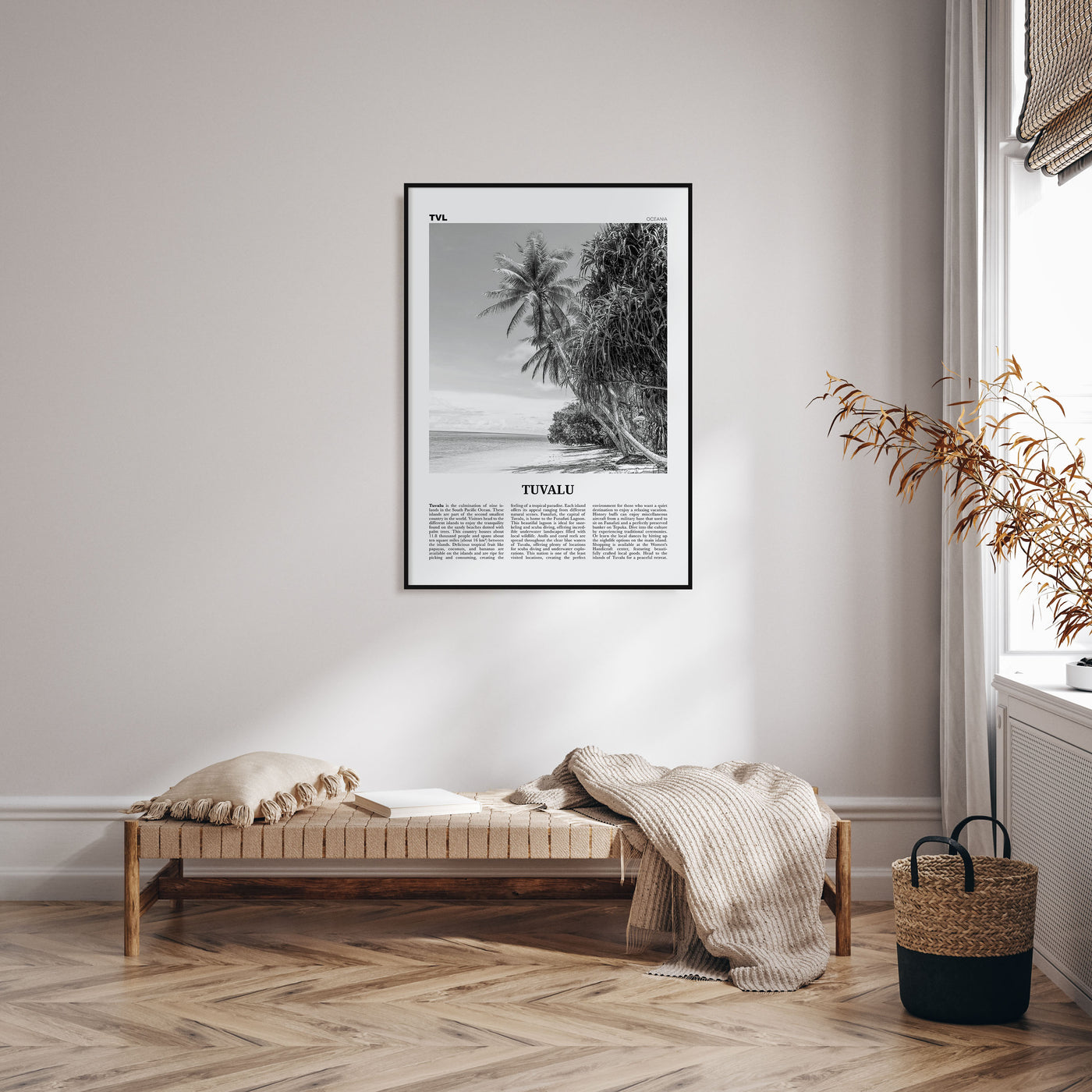 Tuvalu Travel B&W Poster