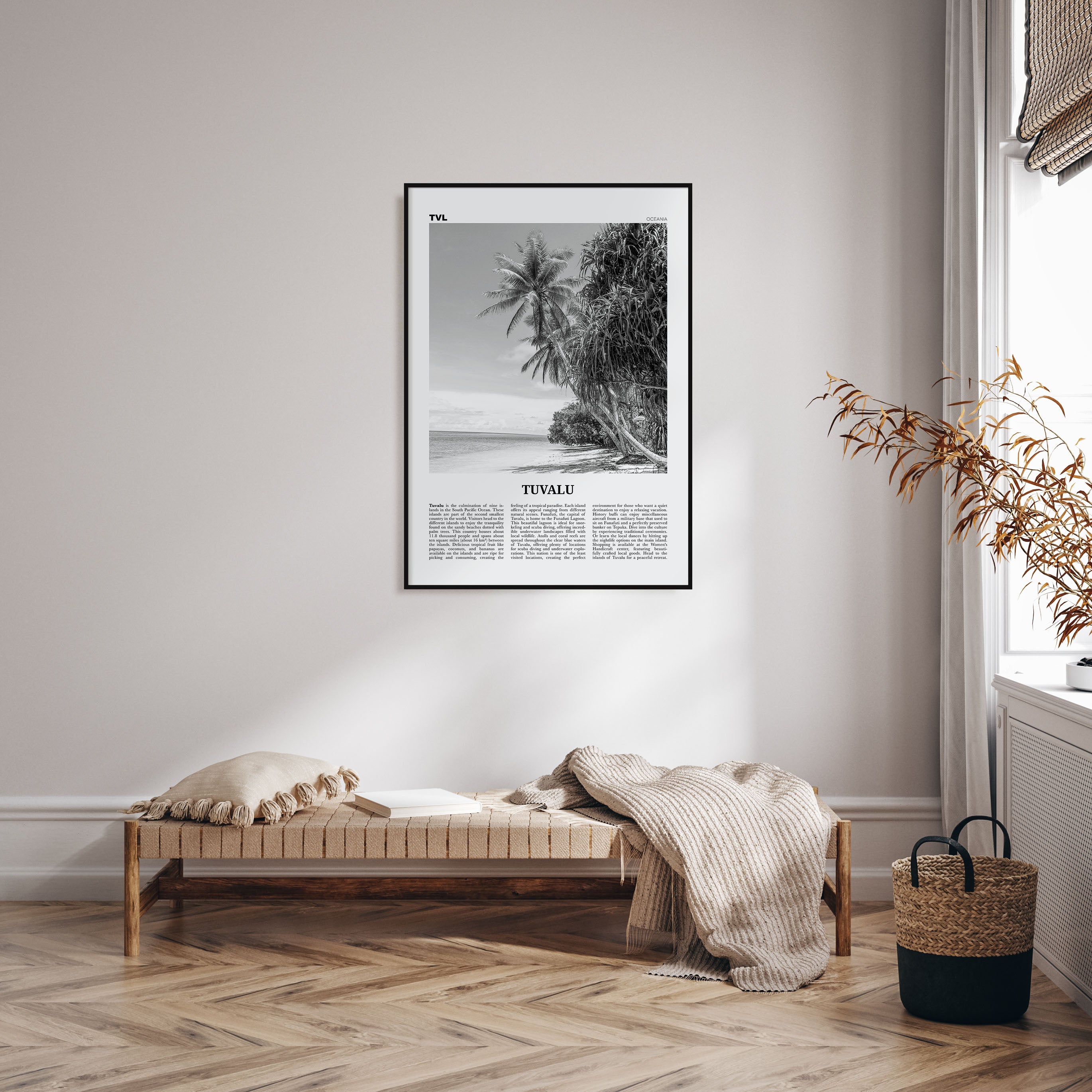 Tuvalu Travel B&W Poster