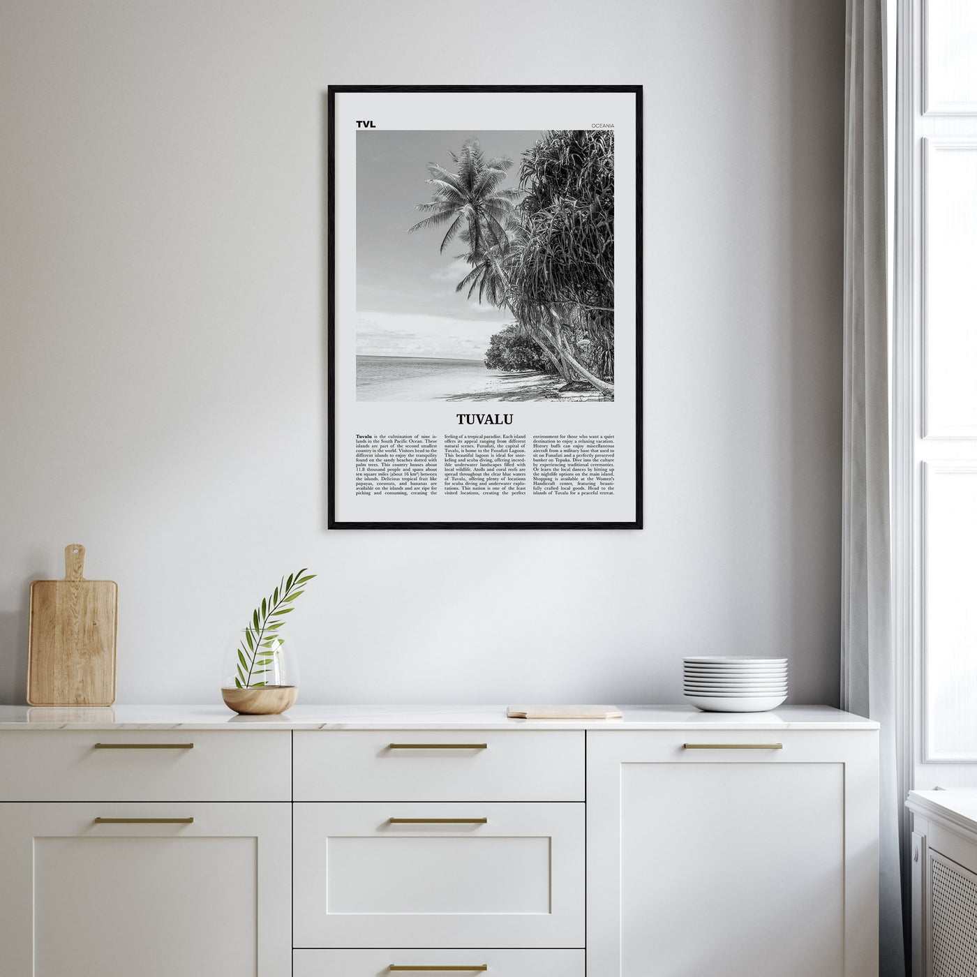 Tuvalu Travel B&W Poster