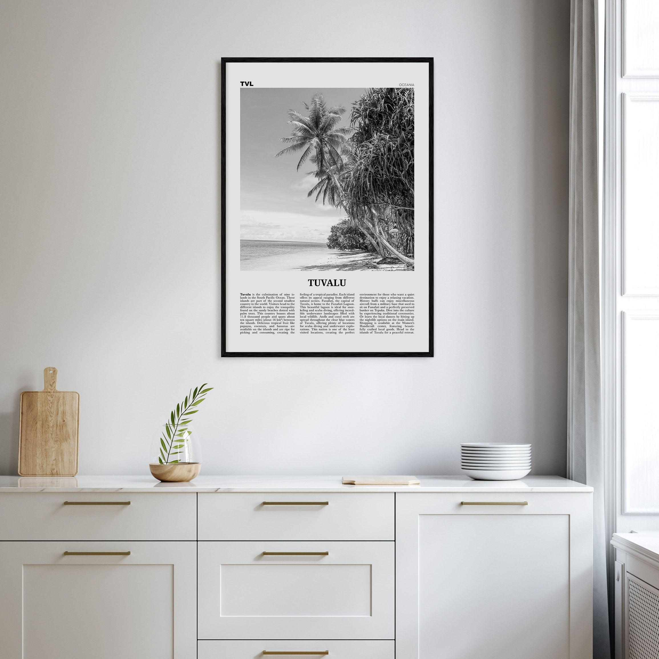 Tuvalu Travel B&W Poster