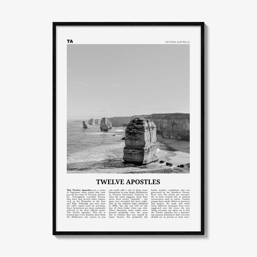 Twelve Apostles Print Black and White, Twelve Apostles Wall Art, Twelve Apostles Poster, Twelve Apostles Photo, Victoria, Australia