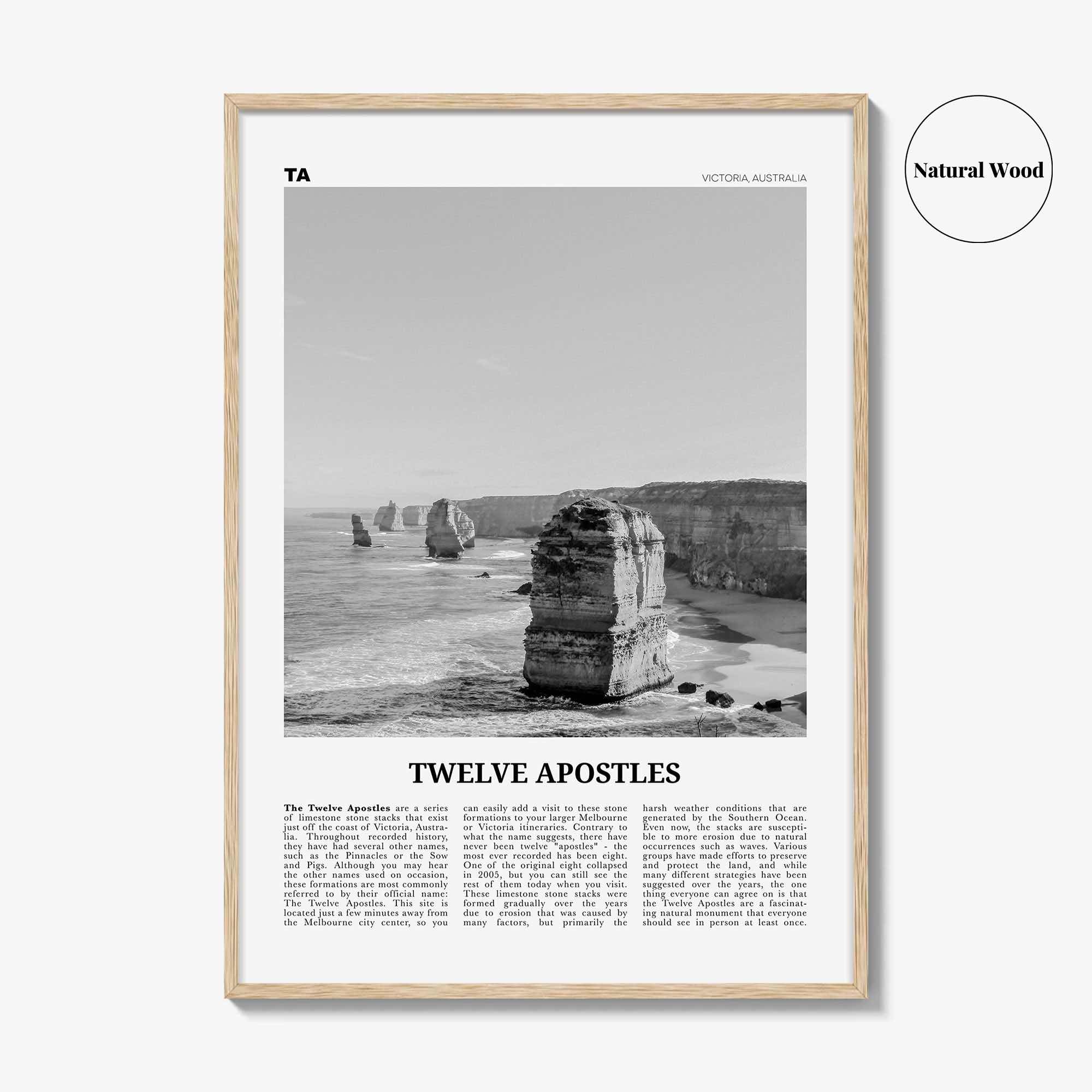 Twelve Apostles Print Black and White, Twelve Apostles Wall Art, Twelve Apostles Poster, Twelve Apostles Photo, Victoria, Australia