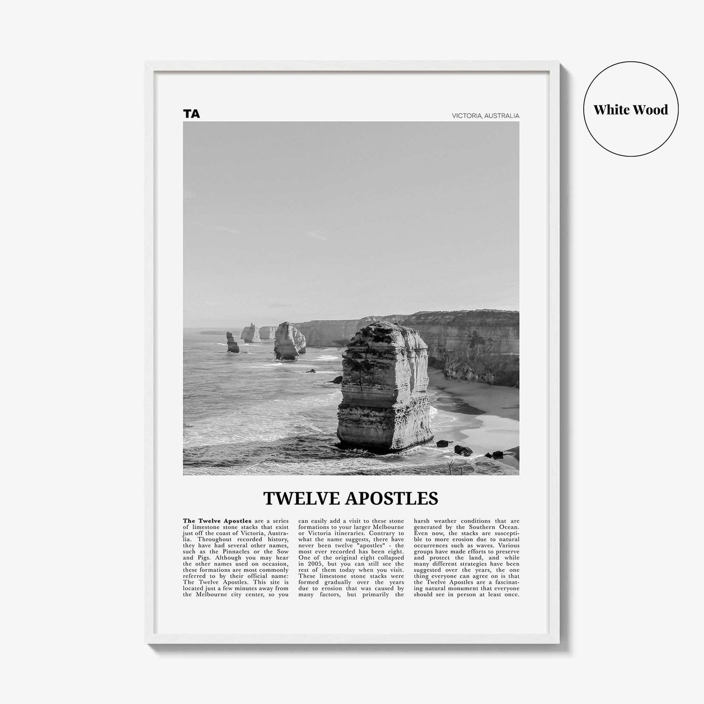 Twelve Apostles Print Black and White, Twelve Apostles Wall Art, Twelve Apostles Poster, Twelve Apostles Photo, Victoria, Australia
