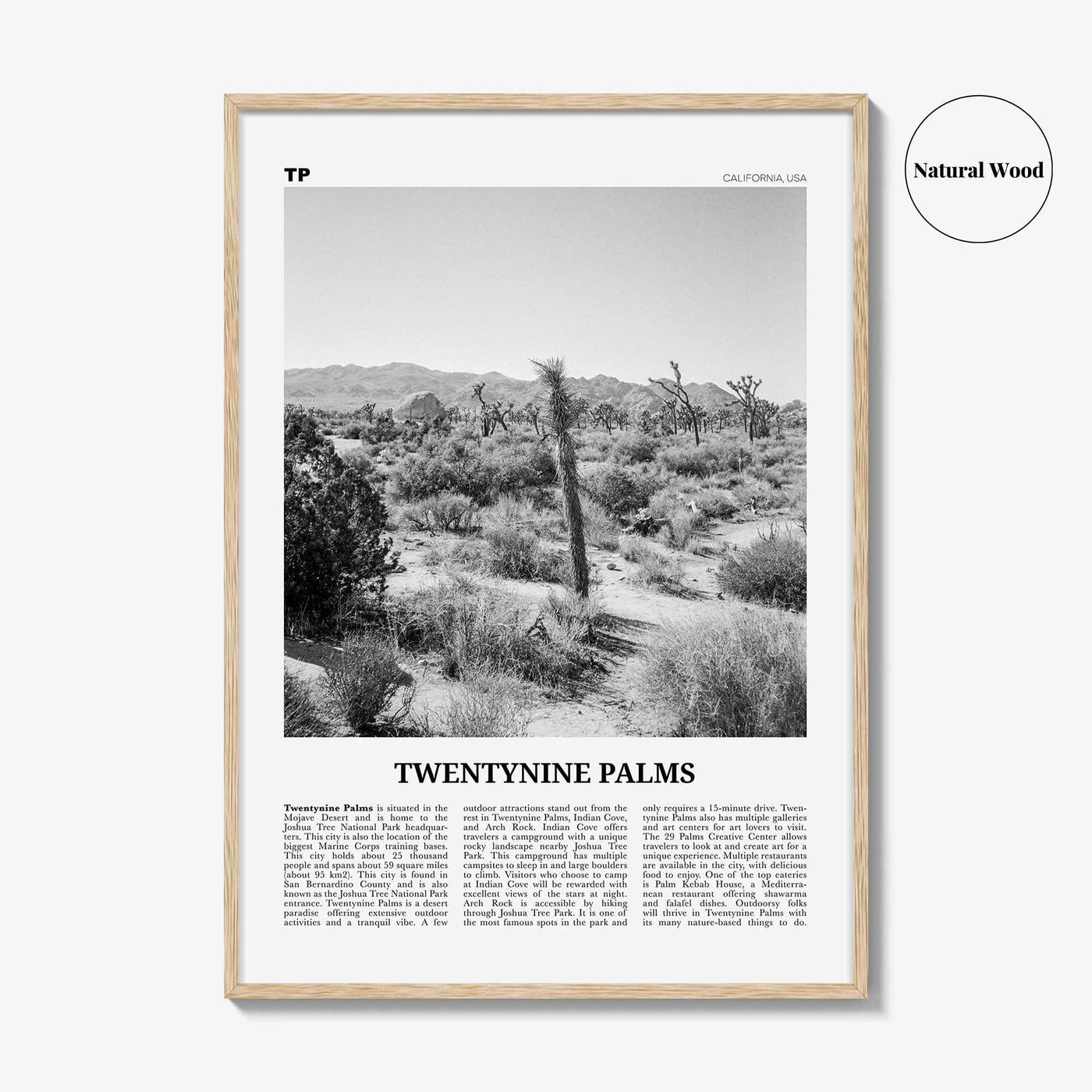 Twentynine Palms Print Black and White, Twentynine Palms Wall Art, Twentynine Palms Poster, Twentynine Palms Photo, California, USA