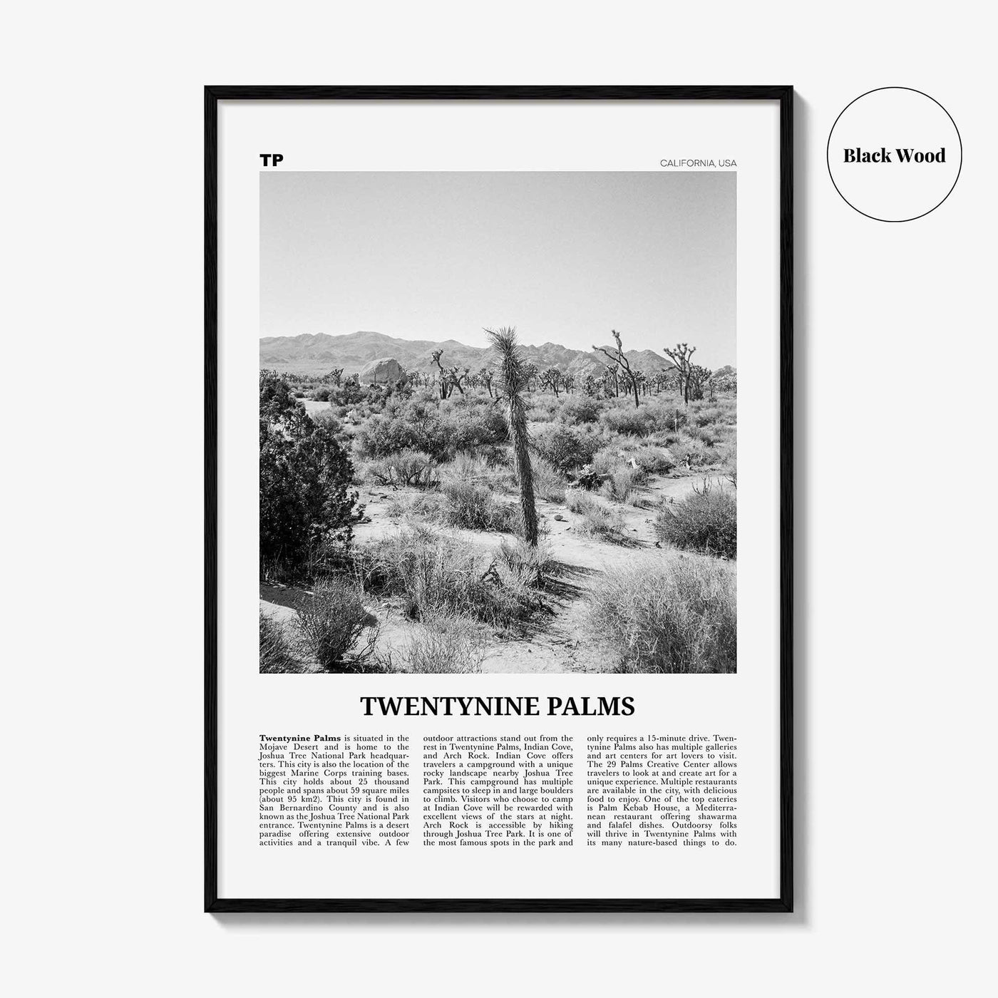 Twentynine Palms Print Black and White, Twentynine Palms Wall Art, Twentynine Palms Poster, Twentynine Palms Photo, California, USA