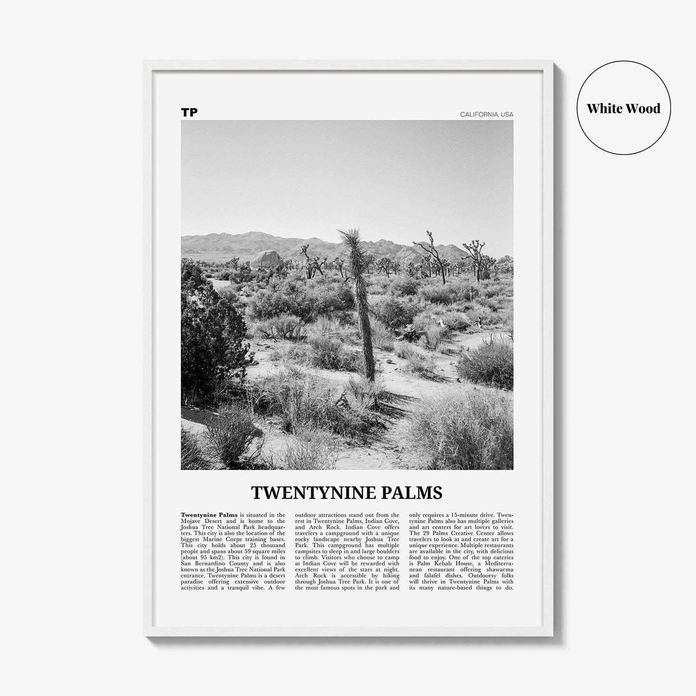 Twentynine Palms Print Black and White, Twentynine Palms Wall Art, Twentynine Palms Poster, Twentynine Palms Photo, California, USA