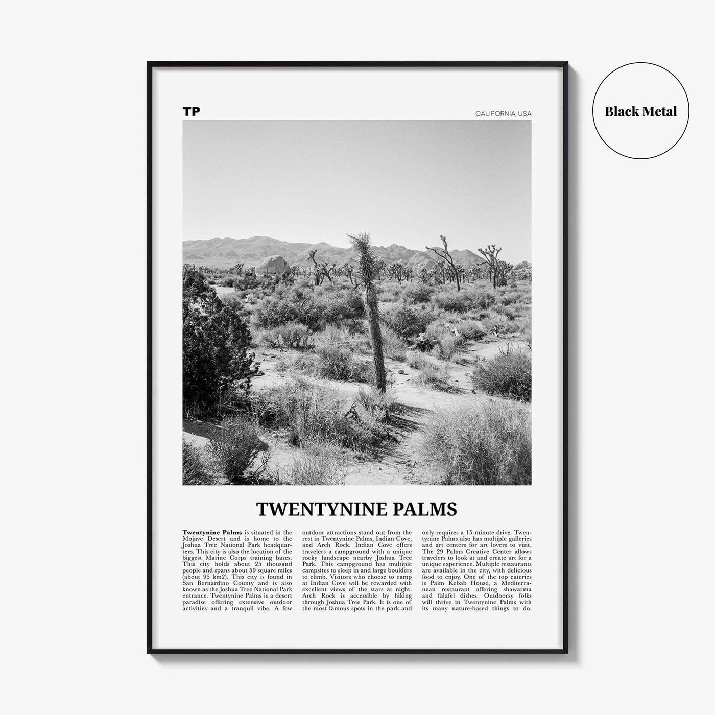 Twentynine Palms Print Black and White, Twentynine Palms Wall Art, Twentynine Palms Poster, Twentynine Palms Photo, California, USA