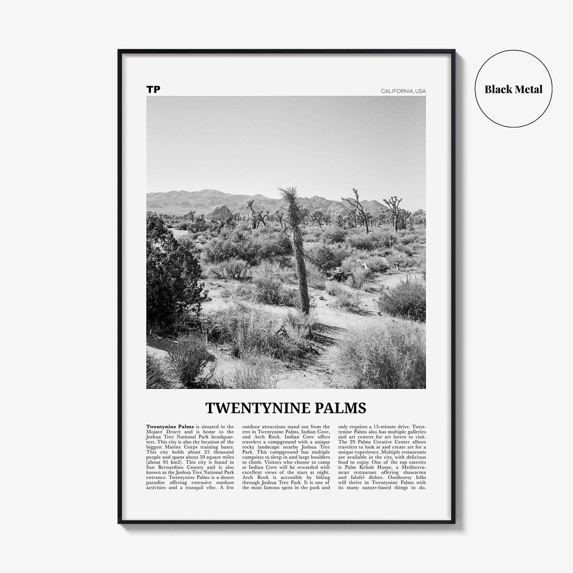 Twentynine Palms Print Black and White, Twentynine Palms Wall Art, Twentynine Palms Poster, Twentynine Palms Photo, California, USA
