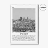 Twin Cities Print Black and White, Twin Cities Wall Art, Twin Cities Poster, Twin Cities Photo, Twin Cities Wall Décor, Twin Cities Map