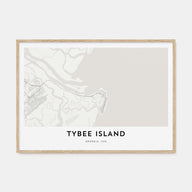 Tybee Island Map Landscape Poster