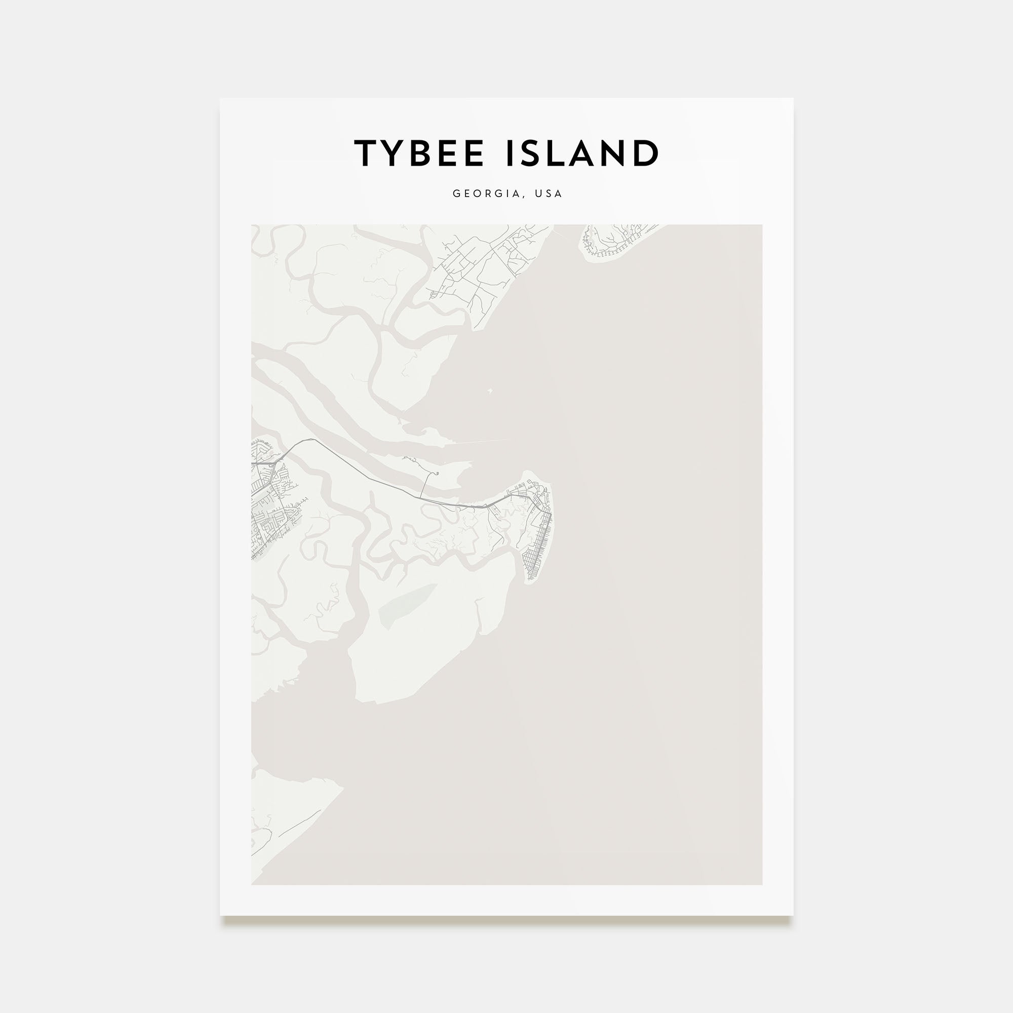 Tybee Island Map Portrait Poster