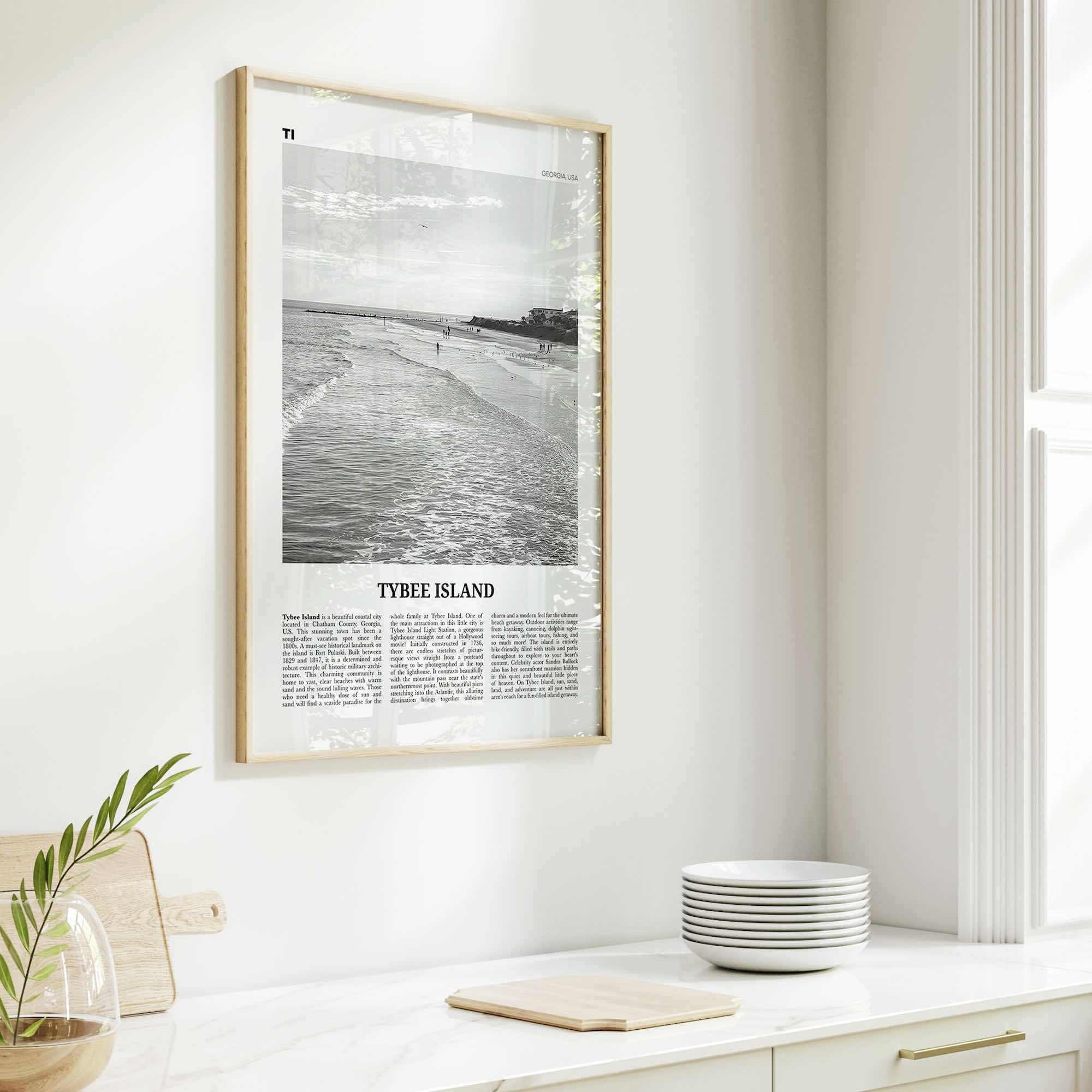 Tybee Island Print Black and White, Tybee Island Wall Art, Tybee Island Poster, Tybee Island Photo, Tybee Island Wall Décor, Georgia, USA