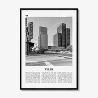 Tyler Print Black and White, Tyler Wall Art, Tyler Poster, Tyler Photo, Tyler Wall Décor, Tyler Map, Texas, USA