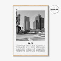 Tyler Print Black and White, Tyler Wall Art, Tyler Poster, Tyler Photo, Tyler Wall Décor, Tyler Map, Texas, USA