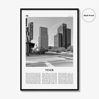 Tyler Print Black and White, Tyler Wall Art, Tyler Poster, Tyler Photo, Tyler Wall Décor, Tyler Map, Texas, USA