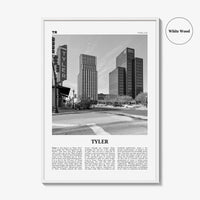 Tyler Print Black and White, Tyler Wall Art, Tyler Poster, Tyler Photo, Tyler Wall Décor, Tyler Map, Texas, USA