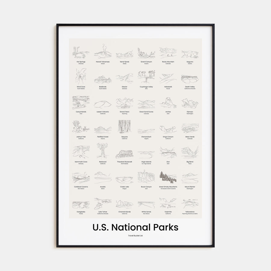 U.S. National Parks Bucket List Poster