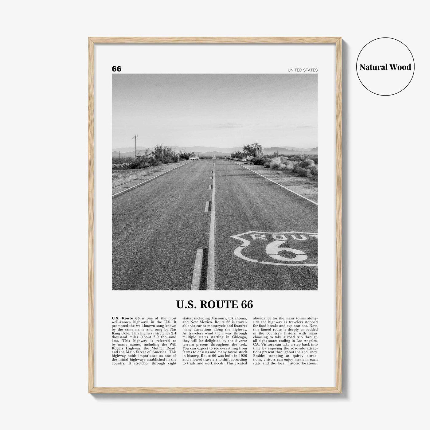 US Route 66 Print Black and White, Us Route 66 Wall Art, Us Route 66 Poster, Us Route 66 Photo, Us Route 66 Wall Décor, Us Route 66 Map