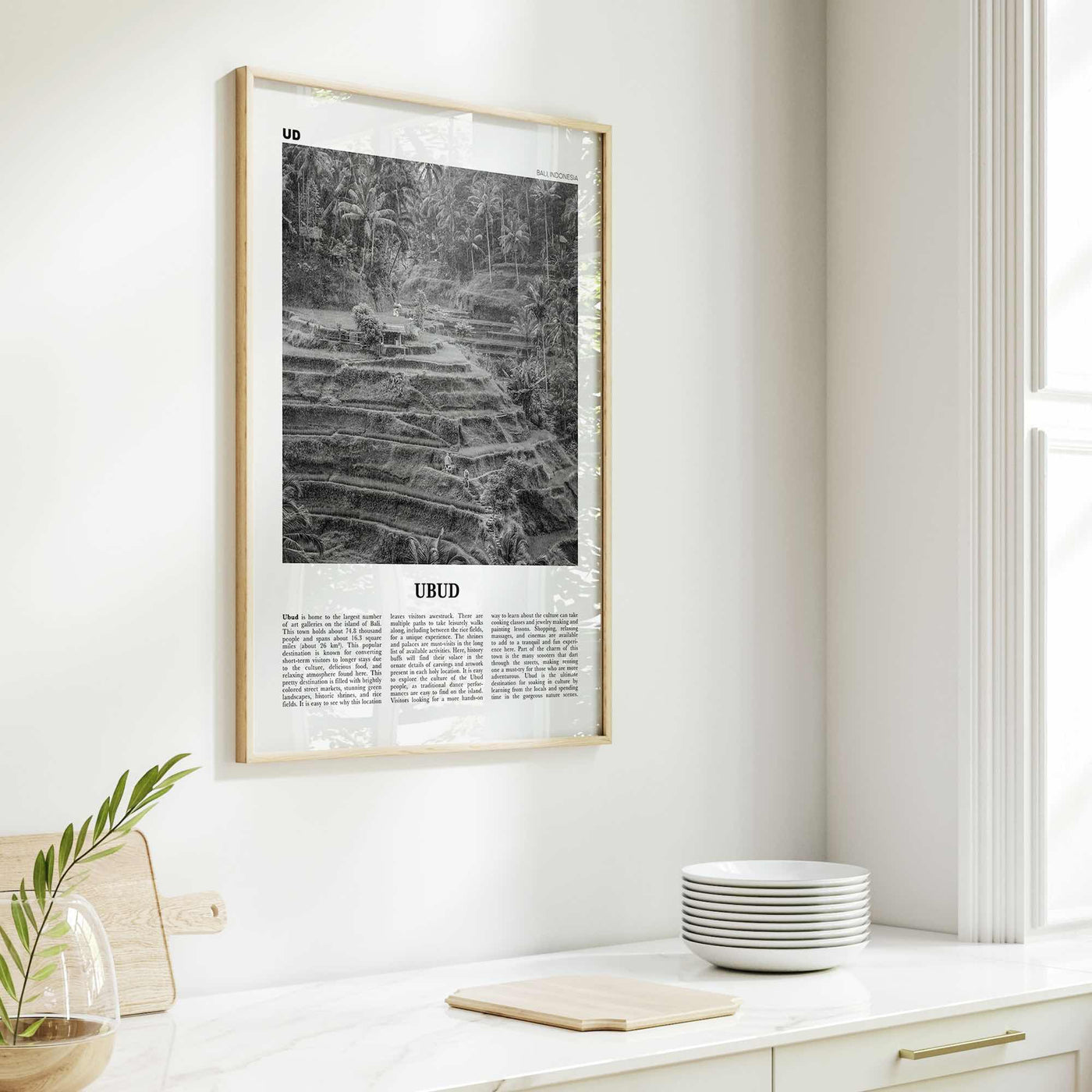 Ubud Print Black and White, Ubud Wall Art, Ubud Poster, Ubud Photo, Ubud Wall Décor, Ubud Map, Bali, Indonesia