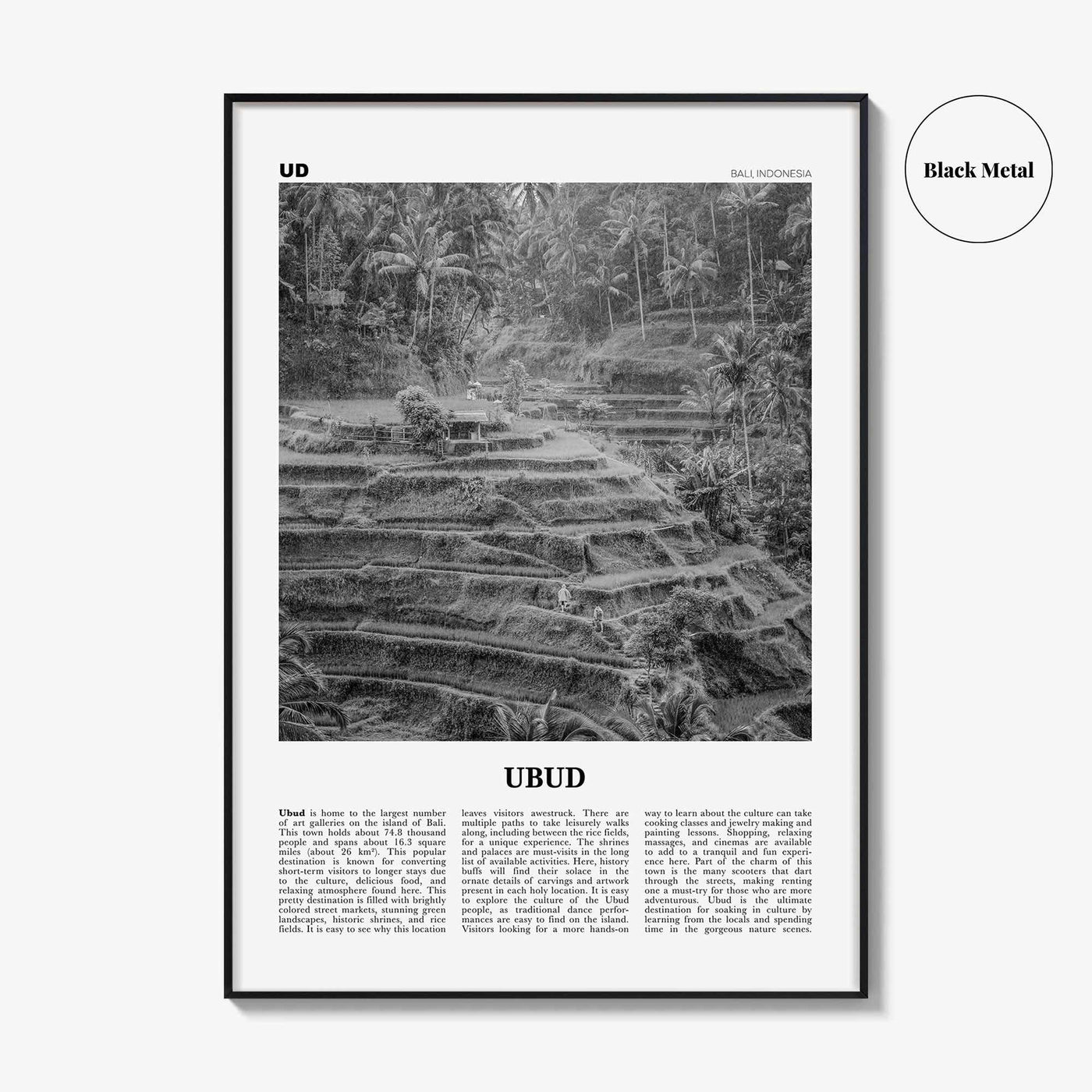 Ubud Print Black and White, Ubud Wall Art, Ubud Poster, Ubud Photo, Ubud Wall Décor, Ubud Map, Bali, Indonesia