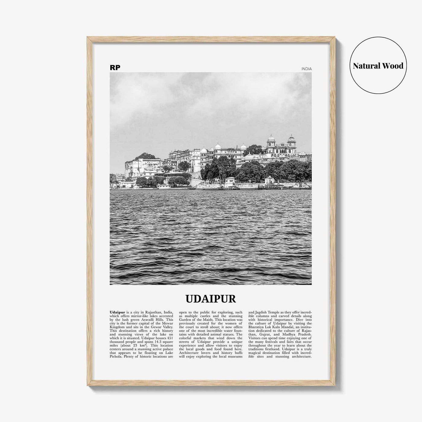 Udaipur Print Black and White, Udaipur Wall Art, Udaipur Poster, Udaipur Photo, Udaipur Wall Décor, Udaipur Map, India