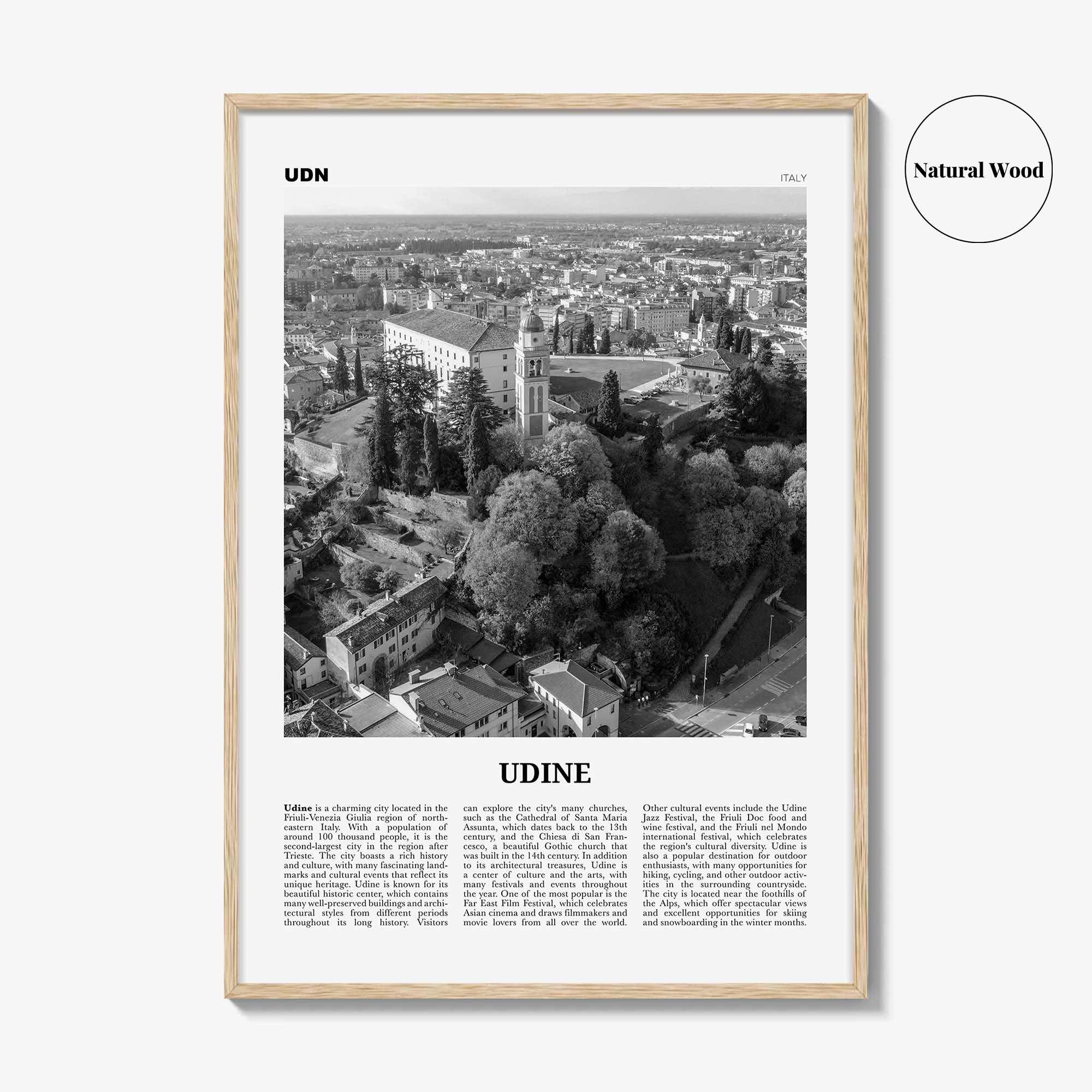 Udine Print Black and White, Udine Wall Art, Udine Poster, Udine Photo, Udine Wall Décor, Udine Map, Italy