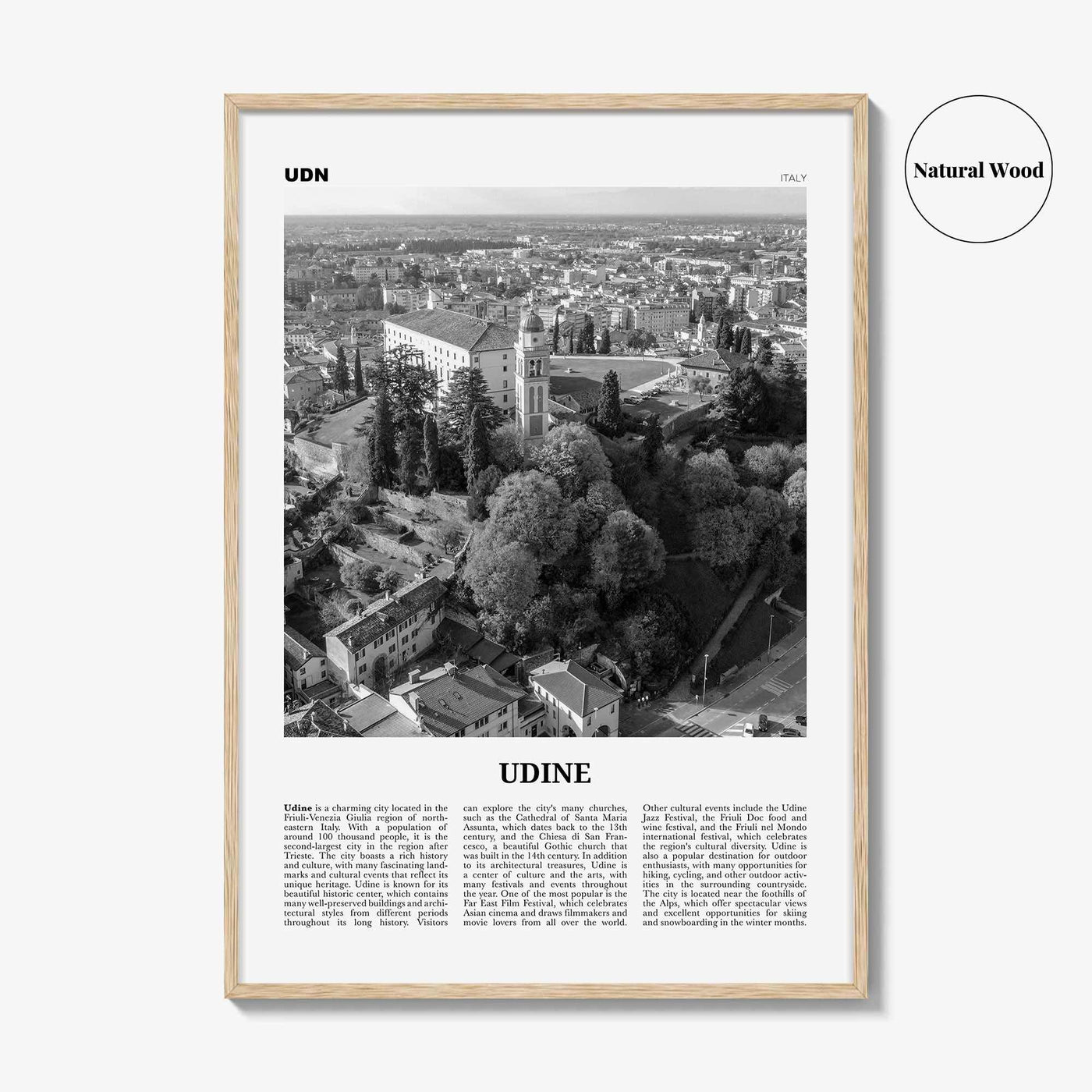 Udine Print Black and White, Udine Wall Art, Udine Poster, Udine Photo, Udine Wall Décor, Udine Map, Italy