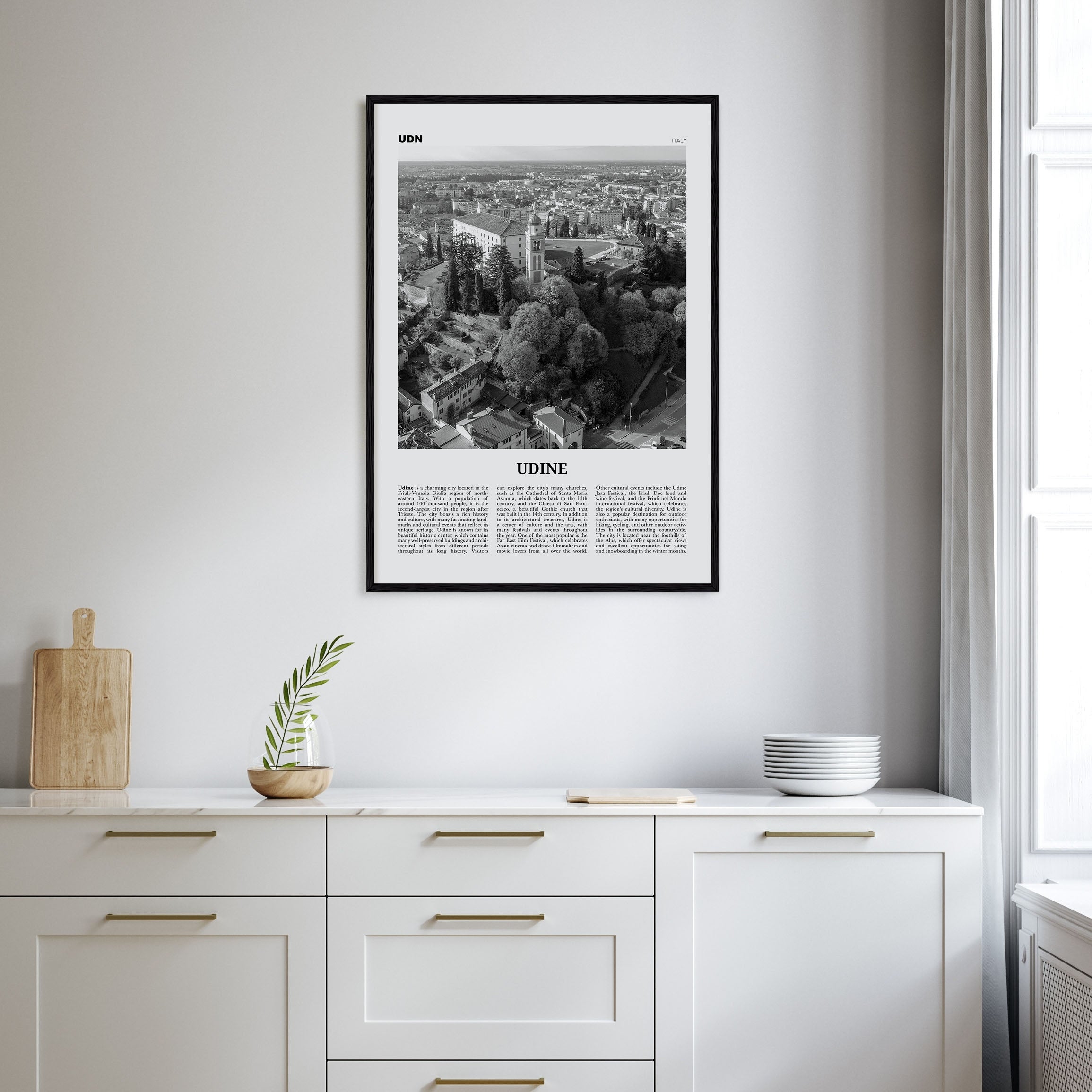 Udine Travel B&W Poster