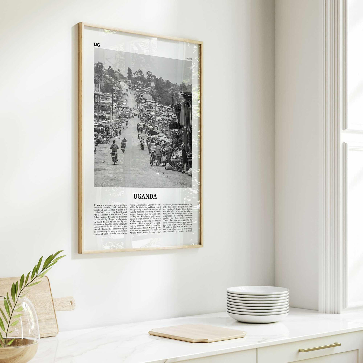 Uganda Print Black and White, Uganda Wall Art, Uganda Poster, Uganda Photo, Uganda Wall Decor, Country Art Print, Kampala, Africa