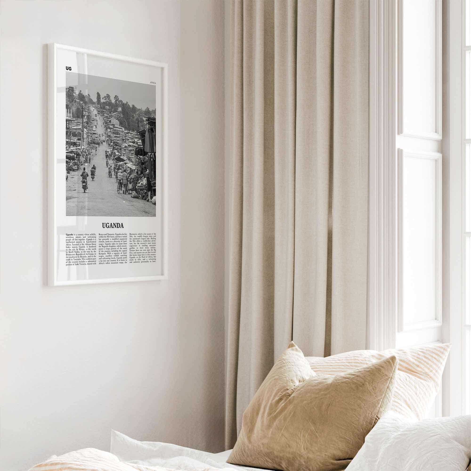 Uganda Print Black and White, Uganda Wall Art, Uganda Poster, Uganda Photo, Uganda Wall Decor, Country Art Print, Kampala, Africa