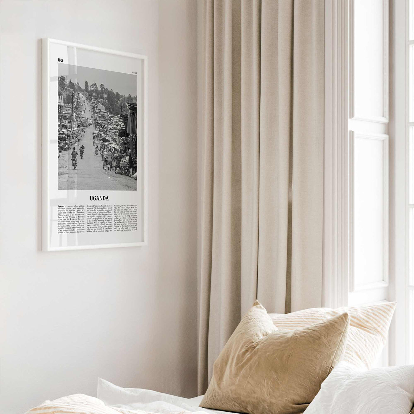 Uganda Print Black and White, Uganda Wall Art, Uganda Poster, Uganda Photo, Uganda Wall Decor, Country Art Print, Kampala, Africa