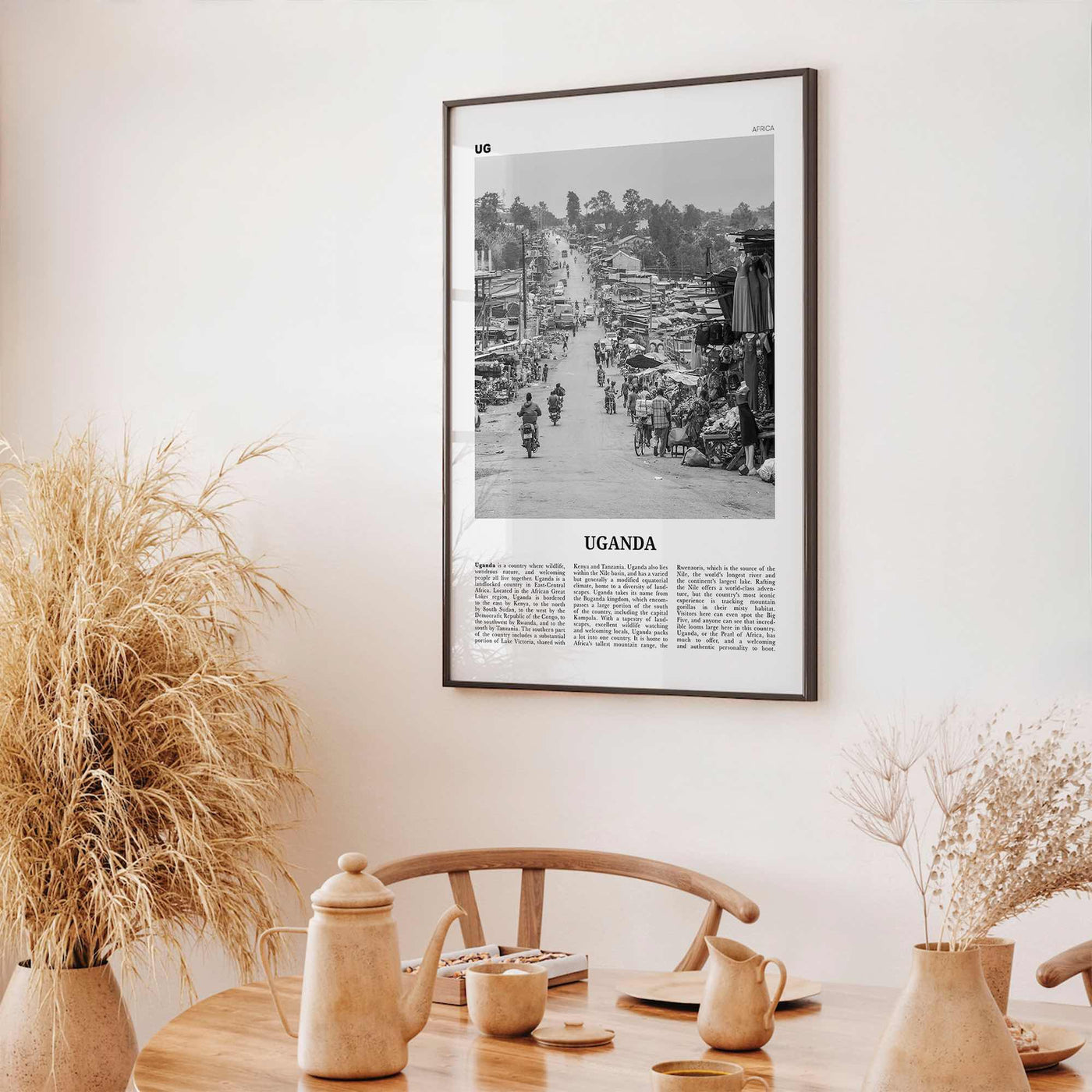 Uganda Print Black and White, Uganda Wall Art, Uganda Poster, Uganda Photo, Uganda Wall Decor, Country Art Print, Kampala, Africa